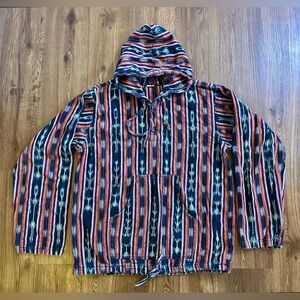 Guatemalan Multicolor Striped Pullover Cotton Hoodie